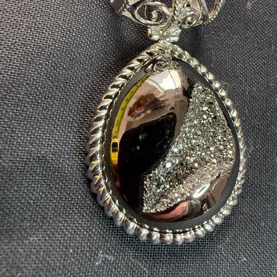 Designer Large Hematite Scroll Sterling Silver Necklace