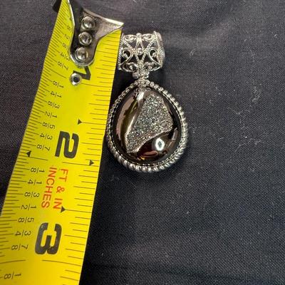 Designer Large Hematite Scroll Sterling Silver Necklace