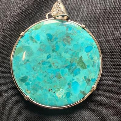 Blue Turquoise Sterling Silver Pendant