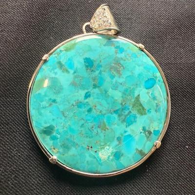 Blue Turquoise Sterling Silver Pendant