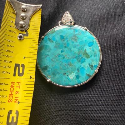 Blue Turquoise Sterling Silver Pendant