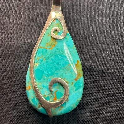 Jay King DTR Sterling Silver Large Turquoise Teardrop Pendant