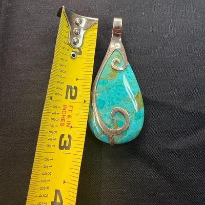 Jay King DTR Sterling Silver Large Turquoise Teardrop Pendant