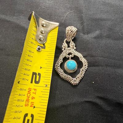 Sterling Silver Sandra Fine Necklace with Turquoise middle