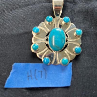 Sterling Silver Blue Turquoise Pendant