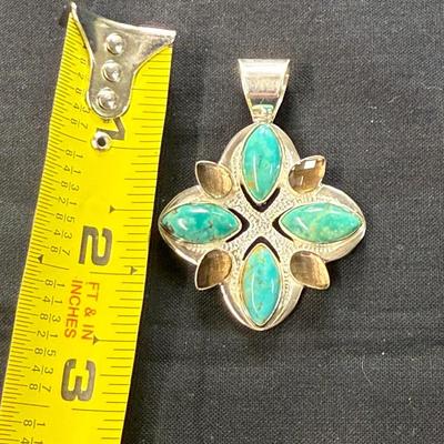 Jay King Turquoise and Quartz Silver Pendant