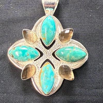 Jay King Turquoise and Quartz Silver Pendant