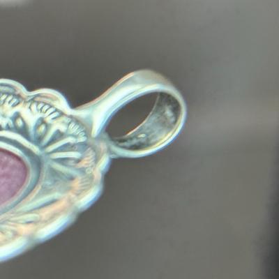 Vintage Navajo 925 Sterling Silver Rhodonite Pendant