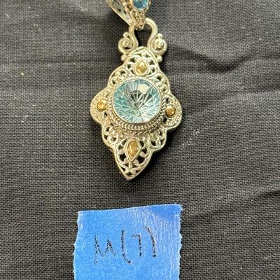 Sarda Blue Topaz Sterling Silver Pendant