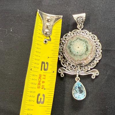 Amethyst with blue topaz pendant