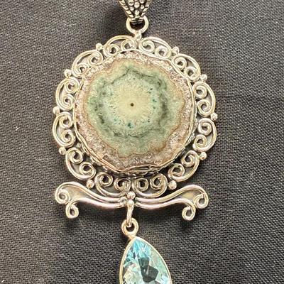 Amethyst with blue topaz pendant