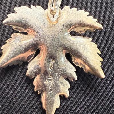 Sterling Silver 925 Marcasite Maple Leaf Enhance