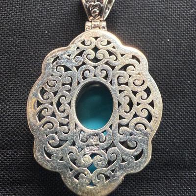Artisan Silver by Samuel B. Multi Shape Sleeping Beauty Turquoise Scrollwork Pendant