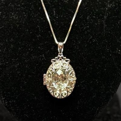 Opal Praslolite Locket Pendant (5.19ct) & Chain (925)