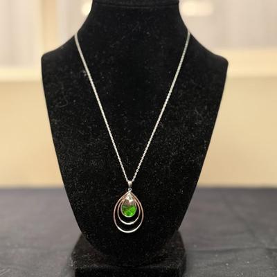 Sterling silver necklace, August birthstone necklace, peridot pendant, August birthday