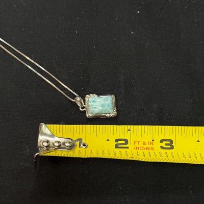 Necklace Southwestern Turquoise Pendant Sterling Silver Box Chain
