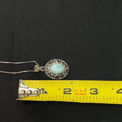 Sterling Silver Necklace Larimar Pendant