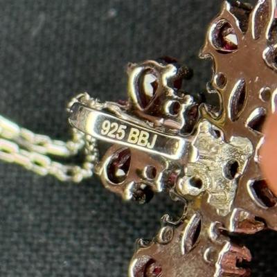 Magenta Rhodolite Rhodium Pendant with Sterling Silver Chain