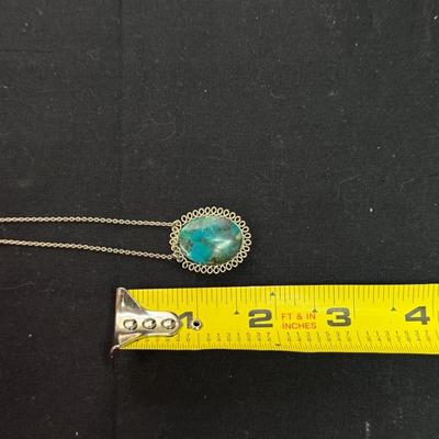 Chrysocolla blue green gemstone pendant set in 925 sterling silver 