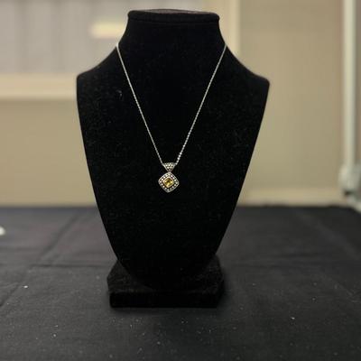 Sterling Silver Samuel B Slide Pendant w/ Citrine Necklace