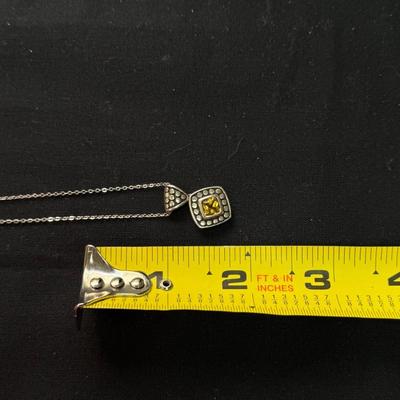 Sterling Silver Samuel B Slide Pendant w/ Citrine Necklace