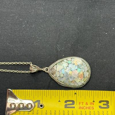Roman glass sterling silver pendant
