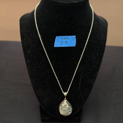 Roman glass sterling silver pendant