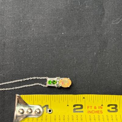 Etheopian Opal and Chrome & Green Diamond Necklace