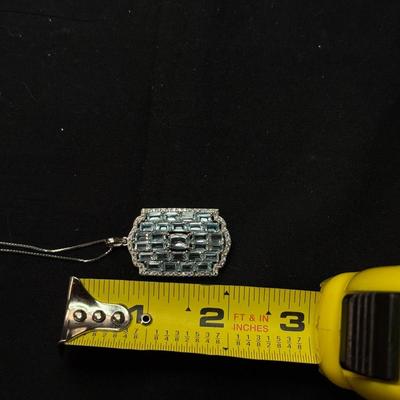 Glacier Topaz (9.22CTW) White Zirxon Necklace