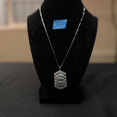 Glacier Topaz (9.22CTW) White Zirxon Necklace