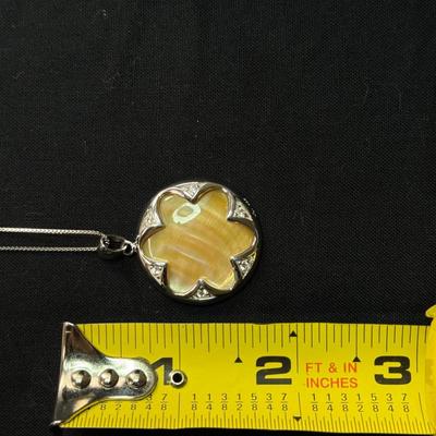 Golden South Sea, Mother of Pearl Rhodium over Steal w/ Adjustable Chain