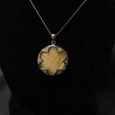Golden South Sea, Mother of Pearl Rhodium over Steal w/ Adjustable Chain