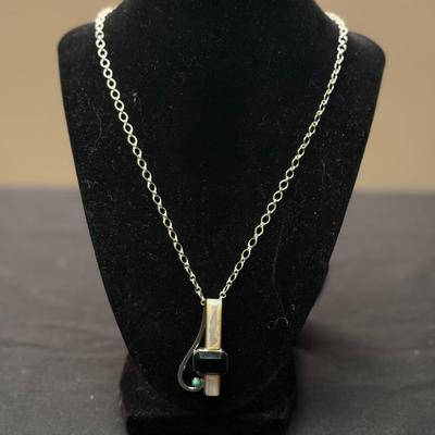 Jay King Mother of Pearl Black Chalcedony Turquoise Pendant w. Chain