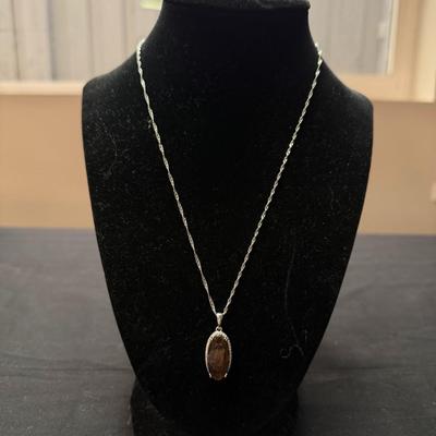 Dark Brown Pendant Necklace (925)