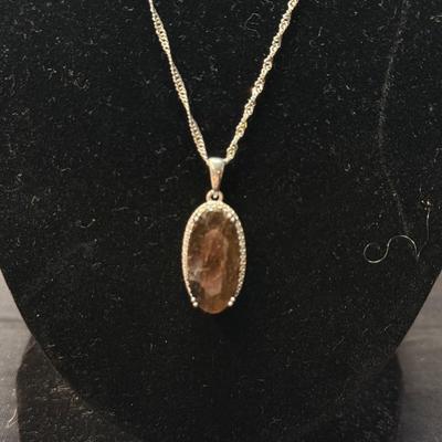 Dark Brown Pendant Necklace (925)