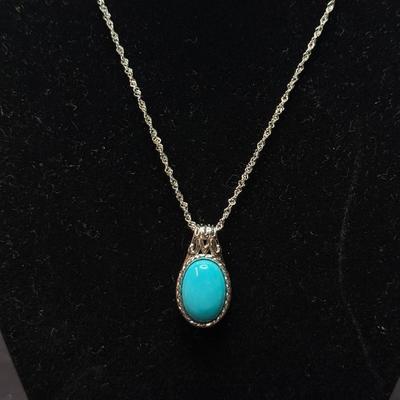 Sleeping Beauty Turquoise Rhodium over Sterling Silver 18" Chain
