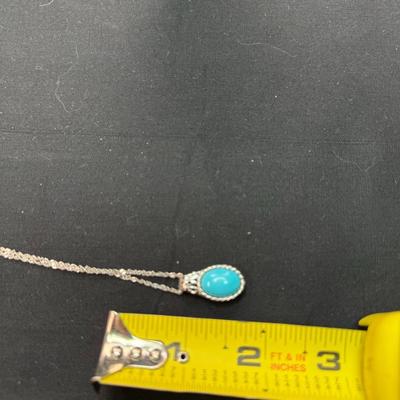 Sleeping Beauty Turquoise Rhodium over Sterling Silver 18" Chain