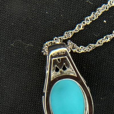 Sleeping Beauty Turquoise Rhodium over Sterling Silver 18" Chain