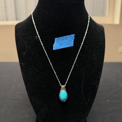 Sleeping Beauty Turquoise Rhodium over Sterling Silver 18" Chain