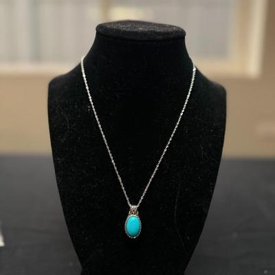 Sleeping Beauty Turquoise Rhodium over Sterling Silver 18" Chain