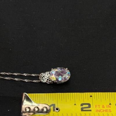 Zero Jupiter Quartz Necklace. Rhodium over Sterling Silver