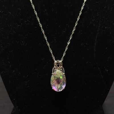 Zero Jupiter Quartz Necklace. Rhodium over Sterling Silver