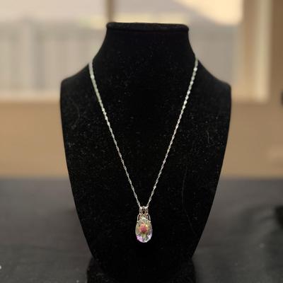 Zero Jupiter Quartz Necklace. Rhodium over Sterling Silver