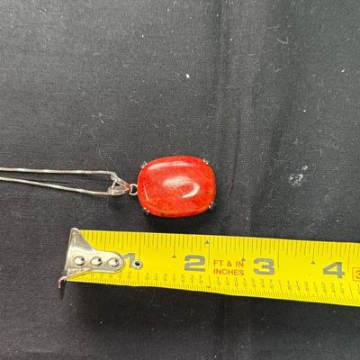Sterling Silver Red Sponge Coral Necklace
