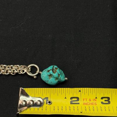 STERLING SILVER TURQUOISE SOUTHWESTERN TOGGLE NECKLACE