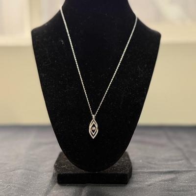 vintage Kay Jewelers sterling silver and floating diamond pendant and necklace
