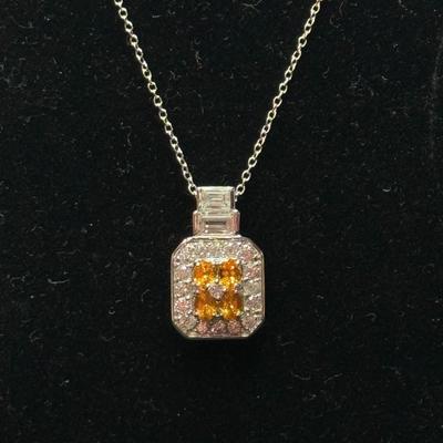 Emerald Cut Yellow Gems with white zicron