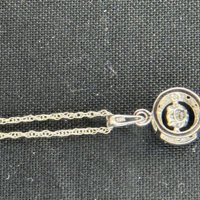 Blue Topaz pendant with light pink round cut gem necklace