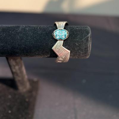 Carolyn Pollack RMT SS Inlaid Multi-stone MORNINGSTAR Cuff Bracelet Sterling