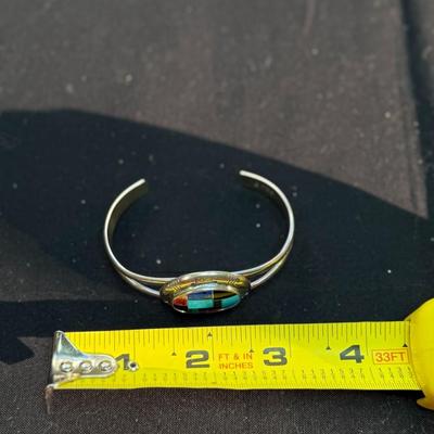 Vintage Carolyn Pollack Relios Southwestern Multi Gemstone Sterling Silver Cuff Bracelet